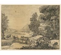 ZHAOSHAN Famoso Stampa Artistica Poster Stampa Pastor y pastora conversando en un paisaje de Claude Lorrain per L'arredamento del Soggiorno 60x90cm
