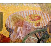 ZHAOSHAN Famoso Stampa Artistica Poster Stampa Pintura Mujeres jóvenes en el jardín o el mantel de rayas de Pierre Bonnard per la Decorazione Domestica dell'ufficio 60x90cm