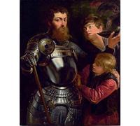 ZHAOSHAN Famoso Stampa Artistica Poster Stampa Retrato de un comandante de tres cuartos de longitud vestido para la batalla por Peter Paul Rubens per L'arredamento del Soggiorno 60x90cm