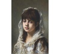 ZHAOSHAN Famoso Stampa Artistica Poster Stampa Retrato de unacon un velo blanco de Alexei Alexeivich Harlamoff per L'arredamento del Soggiorno 60x90cm