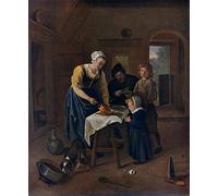 ZHAOSHAN Famoso Stampa Artistica Poster Stampa una familia campesina a la hora de comer Gracia antes de la carne por Jan Havickszoon Steen per L'arredamento del Soggiorno 60x90cm