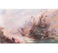 ZHAOSHAN Famoso Tela graffiti Artistiche Tela Compromiso de tres días de Blake con Von Tromp por William Lionel Wyllie per la Decorazione Domestica dell'ufficio 60x90cm