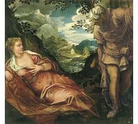 ZHAOSHAN Famoso Tela graffiti Artistiche Tela el Encuentro de Judá y Tamar de Jacopo Robusti Tintoretto per L'arredamento del Soggiorno 60x90cm