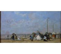 ZHAOSHAN Famoso Tela graffiti Artistiche Tela en la playa de Trouville de Eugene Louis Boudin per la Decorazione Domestica dell'ufficio 60x90cm
