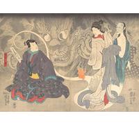 ZHAOSHAN Famoso Tela graffiti Artistiche Tela Escena de una historia de fantasmas: el gato demonio Okazaki de Utagawa Kuniyoshi per L'arredamento del Soggiorno 60x90cm