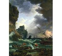ZHAOSHAN Famoso Tela graffiti Artistiche Tela la tormenta de Claude Vernet per L'arredamento del Soggiorno 60x90cm