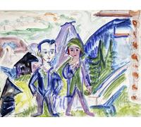 ZHAOSHAN Famoso Tela graffiti Artistiche Tela Pareja en un paisaje de Ernst Ludwig Kirchner per la Decorazione Domestica dell'ufficio 60x90cm