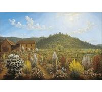 ZHAOSHAN Famoso Tela graffiti Artistiche Tela una vista de la casa y el jardín del artista en Mills Plains Van Diemen's Land por John Glover per la Decorazione Domestica dell'ufficio 60x90cm