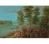 ZHAOSHAN Immagini Moderni Parete Immagine La Salle tomando posesión de la tierra en la desembocadura de la Marcha de Arkansas por George Catlin per la Decorazione Domestica dell'ufficio 60x90cm