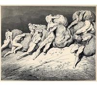 ZHAOSHAN Immagini Moderni Parete Immagine los acaparadores y derrochadores Ilustración de la Divina Comedia de Dante Alighieri de Gustave Dore per la Decorazione Domestica dell'ufficio 60x90cm