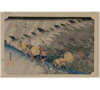 ZHAOSHAN Poster D'epoca Parete Immagine del Muro Lluvia torrencial en la estación Shono de la serie Cincuenta y tres estaciones del Tokaido de Ando Hiroshige per L'arredamento del Soggiorno 60x90cm