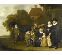 ZHAOSHAN Poster D'epoca Parete Retrato de la familia Meebeeck Cruywagen cerca de la puerta de su casa de campo en Uitweg, cerca de Ámsterdam, por Jacob Van Loo per L'arredamento del Soggiorno 60x90cm