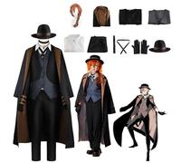 ZHAOSJ Anime Bungo Stray Dogs Costume Cosplay Personaggio Nakahara Chuuya Fancy Dress Up con Parrucca Donna Abiti Uniformi Set Completo Festa di Carnevale di Halloween