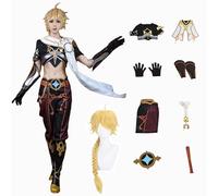 ZHAOSJ Genshin Impact Cosplay Traveller Aether Costume Vestito da Personaggio del Gioco con Parrucca Abito Uniforme per Halloween da Uomo