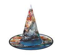 ZHAOUR 2 cappelli di Halloween - Cinque Terre scenario Stampa Streghe Decor Party, Cosplay Giochi di Ruolo, Carnevale, Vestire Forniture in maschera