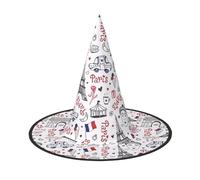 ZHAOUR 2 cappelli di Halloween - Torre Eiffel stampa streghe decorazione festa, cosplay gioco di ruolo, carnevale, abbigliamento in maschera forniture