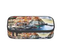 ZHAOUR Astuccio con motivo mucca, multifunzione, in tessuto Oxford resistente, con scomparti multipli, Cinque Terre Paesaggio, Taglia unica, Zaino per la scuola