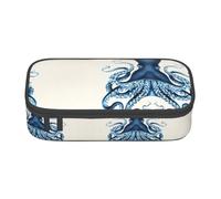 ZHAOUR Astuccio con motivo muro di mattoni rossi, stampa completa, organizer multiuso, in tessuto Oxford resistente, scomparti multipli, Polipo, Taglia unica, Zaino per la scuola