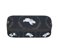 ZHAOUR Astuccio con stampa di cammello sabbia deserto, multiuso, in tessuto Oxford resistente, scomparti multipli, Simpatico coniglio bianco., Taglia unica, Zaino per la scuola