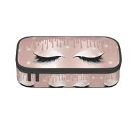 ZHAOUR Astuccio con stampa di lupo galassia, organizer multiuso, tessuto Oxford resistente, scomparti multipli, Ciglia Oro Rosa, Taglia unica, Zaino per la scuola