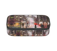 ZHAOUR Astuccio con stampa di lupo galassia, organizer multiuso, tessuto Oxford resistente, scomparti multipli, Rainy Street a Parigi, Taglia unica, Zaino per la scuola