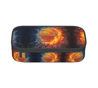 ZHAOUR Astuccio con stampa di onde verde oceano, motivo surf - organizer multiuso - resistente tessuto Oxford - scomparti multipli, Pallacanestro su fuoco e acqua fiamma spruzzi (, Taglia unica, Zaino