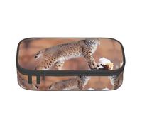ZHAOUR Astuccio portamatite con simpatico maialino rosso, con stampa completa, organizer multiuso, in tessuto Oxford resistente, scomparti multipli, Canada Lynx, Taglia unica, Zaino per la scuola