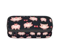 ZHAOUR Astuccio portamatite con simpatico maialino rosso, con stampa completa, organizer multiuso, in tessuto Oxford resistente, scomparti multipli, Rosso Carino Piggy, Taglia unica, Zaino per la