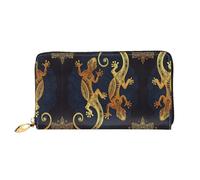 ZHAOUR Bellissimo portafoglio in pelle con stampa albero quattro stagioni, pochette lunga per donne, portafogli a libro degli assegni sottile e leggero, porta carte, Lucertole geco, One Size