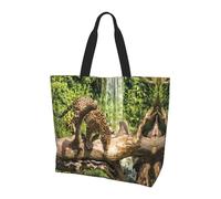 ZHAOUR Borsa a tracolla arancione con stampa leopardata tigre - Grande borsa riutilizzabile per donne, borsa portaoggetti, leggera, per tutti i giorni e viaggi, Pantera sulla cascata del tronco