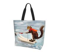 ZHAOUR Borsa a tracolla con stampa diagramma Ying Yang - Grande borsa riutilizzabile per donne, borsa portaoggetti, leggera, per la vita quotidiana e i viaggi, Sci Acquatico Fox Scoiattolo, Taglia