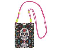 ZHAOUR Borsa a tracolla universale nera per telefono, leggera, con stampa del giorno dei morti, perfetta per lo shopping e le attività all'aperto, Fucsia, Taglia unica