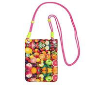 ZHAOUR Borsa a tracolla universale nera per telefono, leggera, con stampa di frutta fresca, perfetta per lo shopping e le attività all'aperto, Fucsia, Taglia unica