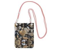 ZHAOUR Borsa a tracolla universale nera per telefono, leggera, con stampa di pietre a forma di cuore, perfetta per lo shopping e le attività all'aperto, rosa, Taglia unica