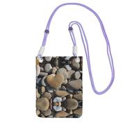 ZHAOUR Borsa a tracolla universale nera per telefono, leggera, con stampa di pietre a forma di cuore, perfetta per lo shopping e le attività all'aperto, Viola, Taglia unica