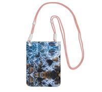ZHAOUR Borsa a tracolla universale nera per telefono, leggera, con stampa di pietre marine, perfetta per lo shopping e le attività all'aperto, rosa, Taglia unica