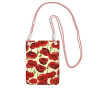 ZHAOUR Borsa a tracolla universale nera per telefono, leggera, con stampa floreale rossa, perfetta per lo shopping e le attività all'aperto, rosa, Taglia unica