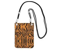 ZHAOUR Borsa a tracolla universale nera per telefono, leggera, con stampa leopardata arancione tigre (1), perfetta per lo shopping e le attività all'aperto, Nero , Taglia unica