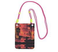 ZHAOUR Borsa a tracolla universale nera per telefono, leggera, con stampa Miami, perfetta per lo shopping e le attività all'aperto, Fucsia, Taglia unica