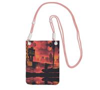 ZHAOUR Borsa a tracolla universale nera per telefono, leggera, con stampa Miami, perfetta per lo shopping e le attività all'aperto, rosa, Taglia unica