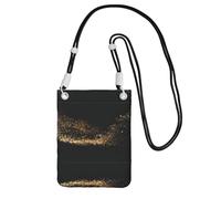 ZHAOUR Borsa a tracolla universale nera per telefono, leggera, con stampa sabbia dorata, perfetta per lo shopping e le attività all'aperto, Nero , Taglia unica