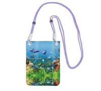 ZHAOUR Borsa a tracolla universale nera per telefono, leggera, con stampa Sea World, perfetta per lo shopping e le attività all'aperto, Viola, Taglia unica