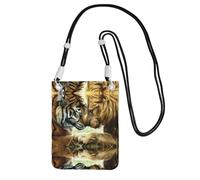 ZHAOUR Borsa a tracolla universale nera per telefono, leggera, con tigre bianca e leone (1) borsa con stampa, perfetta per lo shopping e le attività all'aperto, Nero , Taglia unica