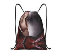 ZHAOUR Borsa da palestra con coulisse, sella per cavallo con cappello da cowboy, stampa selvaggia, zaino per yoga, danza, viaggi e altro ancora, spallacci regolabili, Nero , M