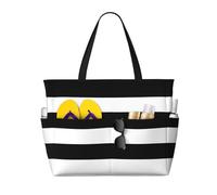 ZHAOUR Borsa da viaggio con stampa di treno a vapore di grande capacità, leggera, perfetta per vacanze, campeggio e uso quotidiano, Strisce nere e bianche., Taglia unica