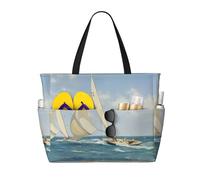 ZHAOUR Borsa da viaggio con stampa di treno a vapore di grande capacità, leggera, perfetta per vacanze, campeggio e uso quotidiano, Barca a vela Nave Paesaggio, Taglia unica