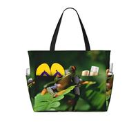 ZHAOUR Borsa da viaggio da spiaggia con stampa labbra rosse, di grande capacità, leggera, perfetta per vacanze, campeggio e uso quotidiano, Albero della rana della pace, Taglia unica