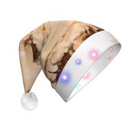 ZHAOUR Cappello di Natale con LED per adulti, con cavallo che corre nel deserto con stampa di tempesta di sabbia, cappello di Babbo Natale, morbido peluche per Natale, Capodanno