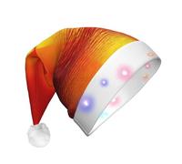 ZHAOUR Cappello natalizio con LED per adulti, cappello di Babbo Natale con stampa di alba rossa, morbido copricapo per Natale e Capodanno
