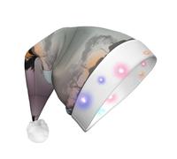 ZHAOUR Cappello natalizio con LED per adulti, cappello di Babbo Natale con stampa di chitarra riflessa, morbido copricapo per Natale e Capodanno